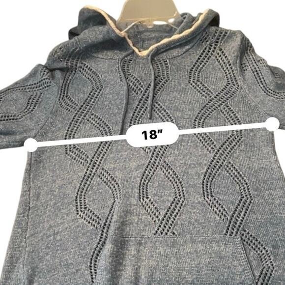 Soft Surroundings Blue Hooded Open Cable Knit Sweater Size Small S Boho Casual - Picture 6 of 7